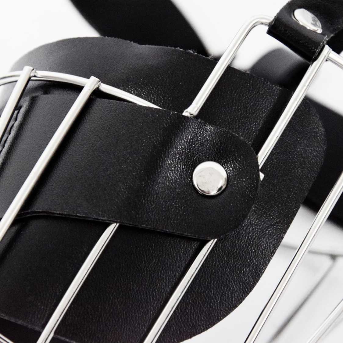 Dog Wire Basket Muzzle | Strong Iron Cage with Leather Strap