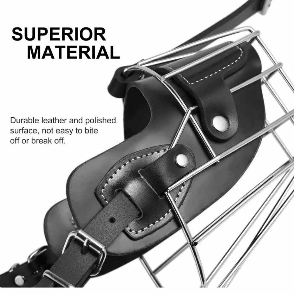 Dog Muzzle Wire Basket | Durable Iron with Leather Strap