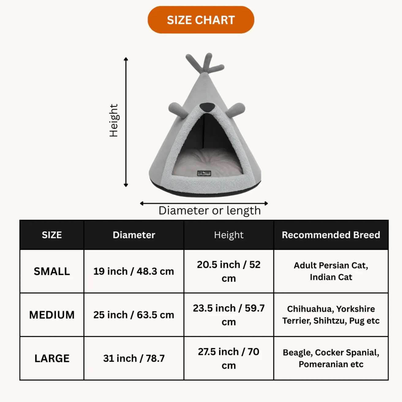 Washable Cozy Dog and Cat Cave Bed (Bear Hugs - Grey)