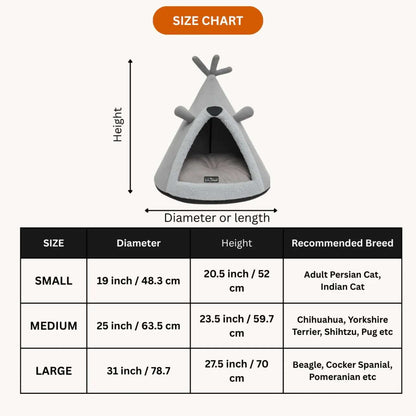 Washable Cozy Dog and Cat Cave Bed (Bear Hugs - Grey)