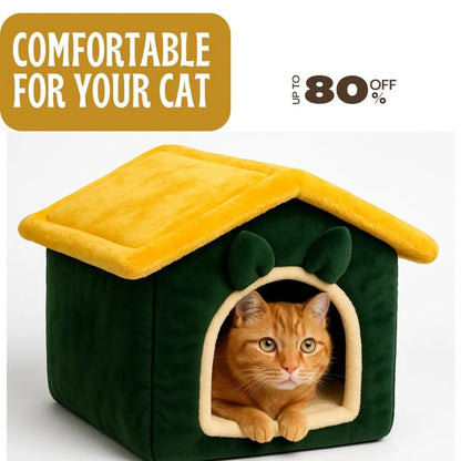 Premium Pet Hut Bed | Soft Cat Cave for Cats & Small Dogs