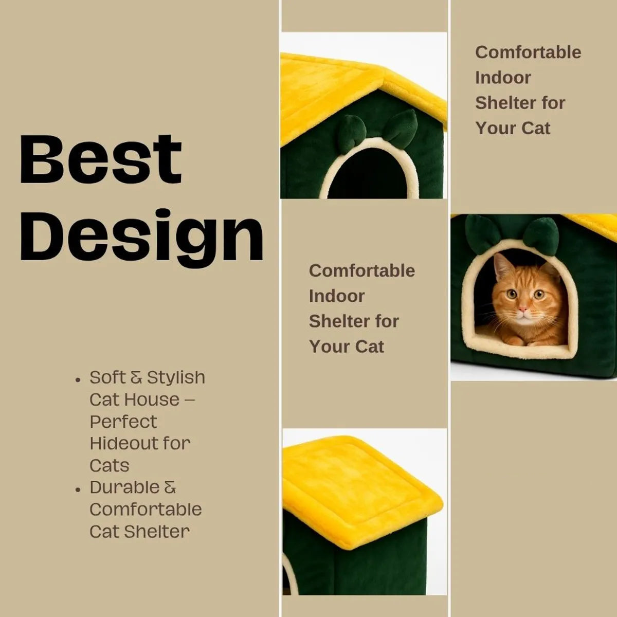 Premium Pet Hut Bed | Soft Cat Cave for Cats & Small Dogs