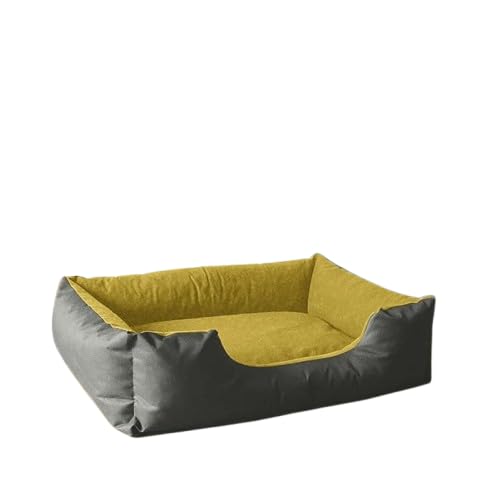Soft Reversible Pet Bed for Cats & Small Dogs (Yellow Grey)