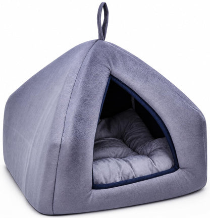 Soft Plush Pet Tent Bed | Cozy Cat & Dog Cave House with Cushion