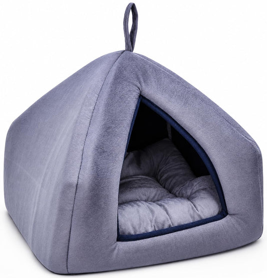 Soft Plush Pet Tent Bed | Cozy Cat & Dog Cave House with Cushion