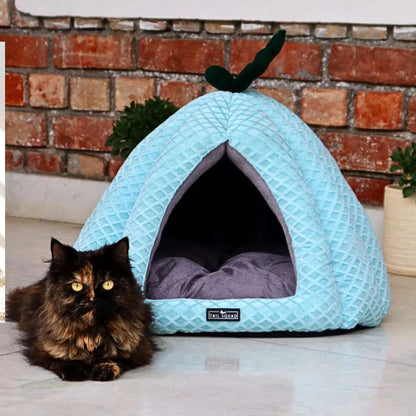 Premium Soft Pumpkin-Shaped Cat & Dog Hut (Ice Blue)