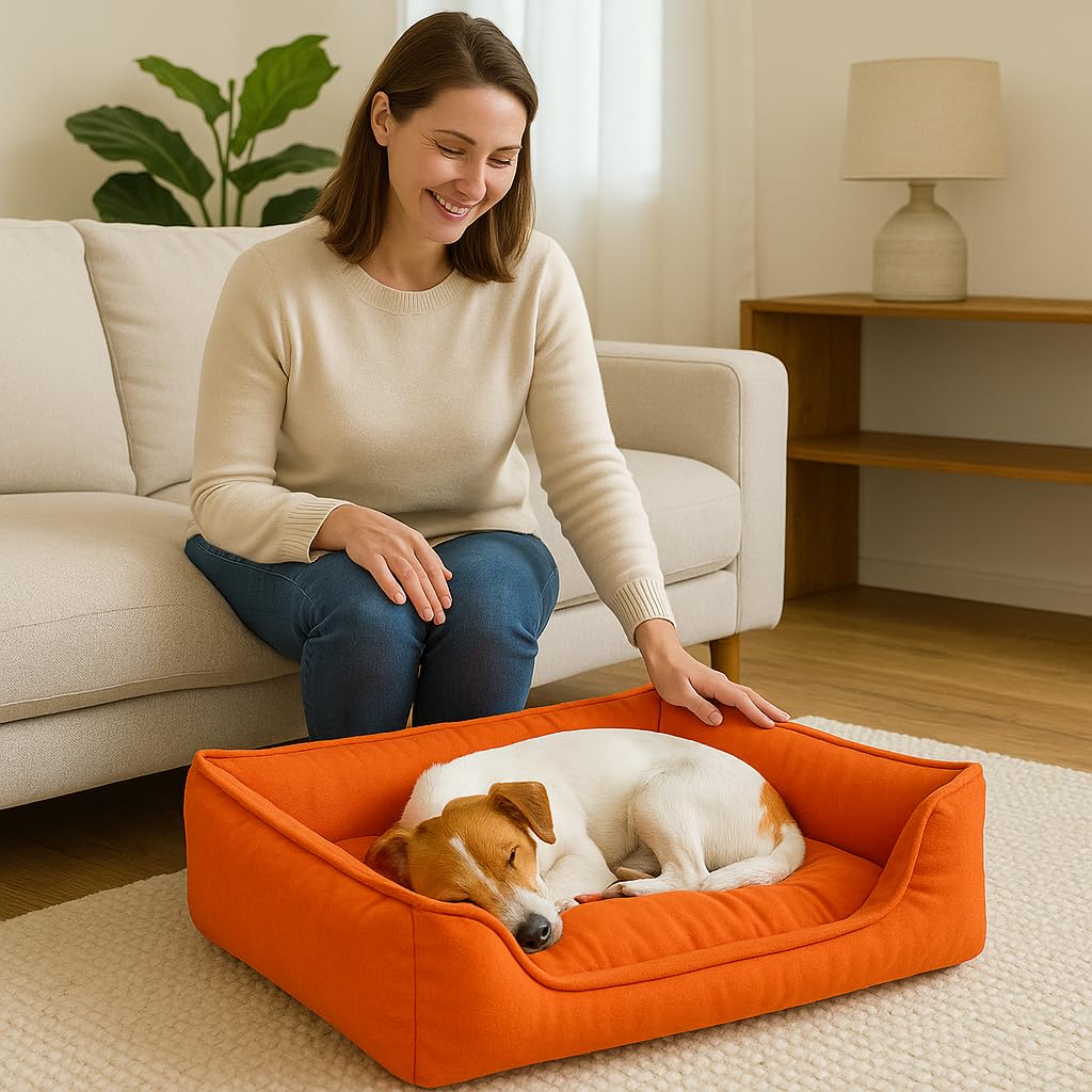 Soft Washable Reversible Dog Bed | Cozy Pet Bed for Medium Dogs & Cats