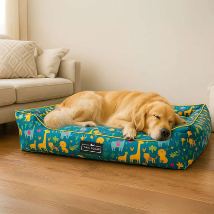 Washable Printed Lounger Bed for Dogs & Cats (Forest Kin)