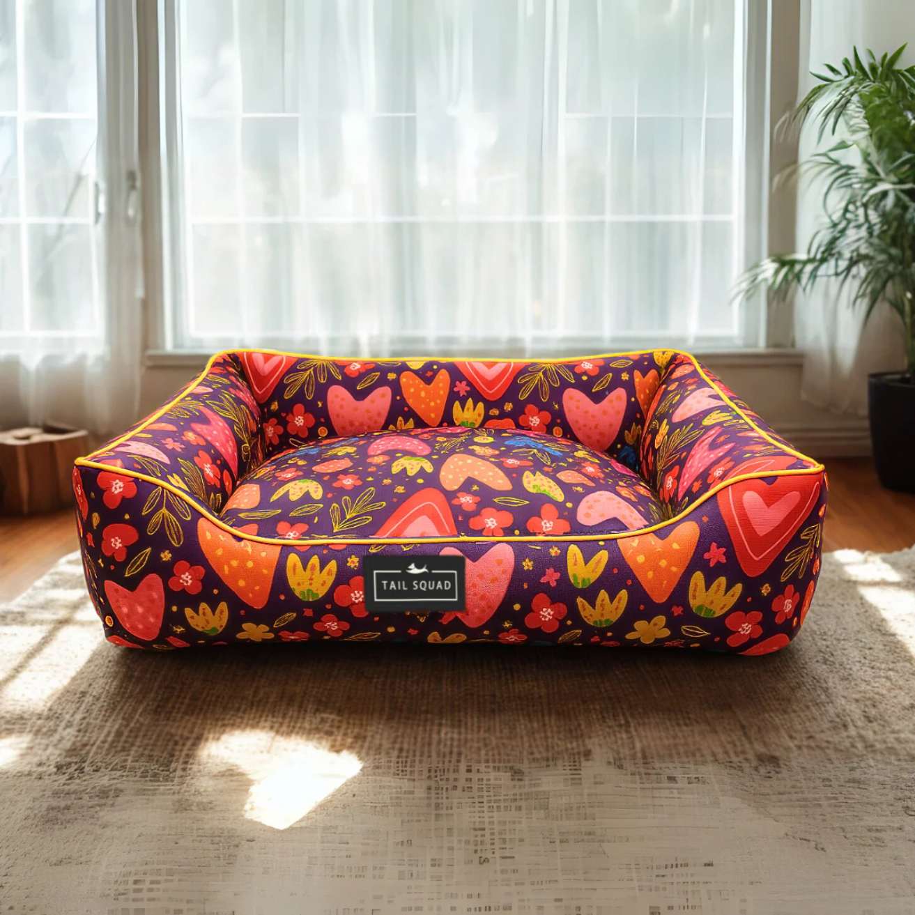 Washable Printed Lounger Bed for Dogs & Cats