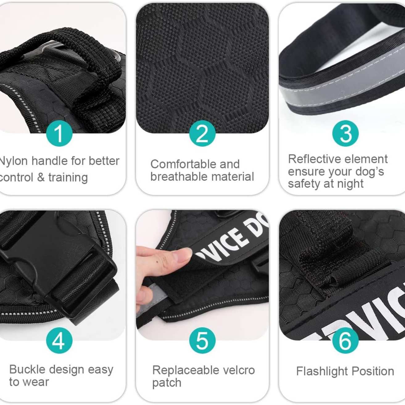 Personalized Reflective Dog Harness | Black