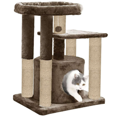 Condo Kitten Cat Tree - Hanging Ball | Cat Furniture | Top Perch | Scratching Posts | Jute Rope (Small)