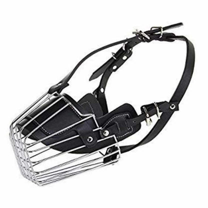 Dog Muzzle Wire Basket | Durable Iron with Leather Strap
