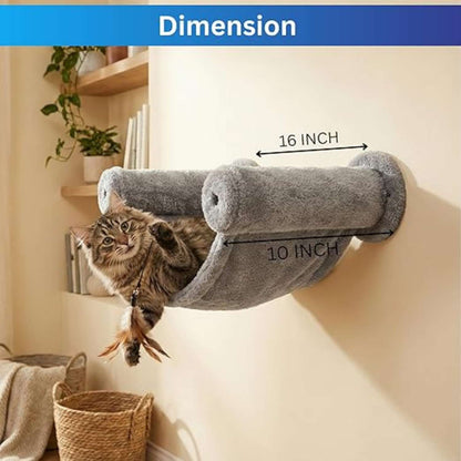 Wall-Mounted Cat Hammock 16x11 – Grey Plush Elephant Design Cat Wall Bed