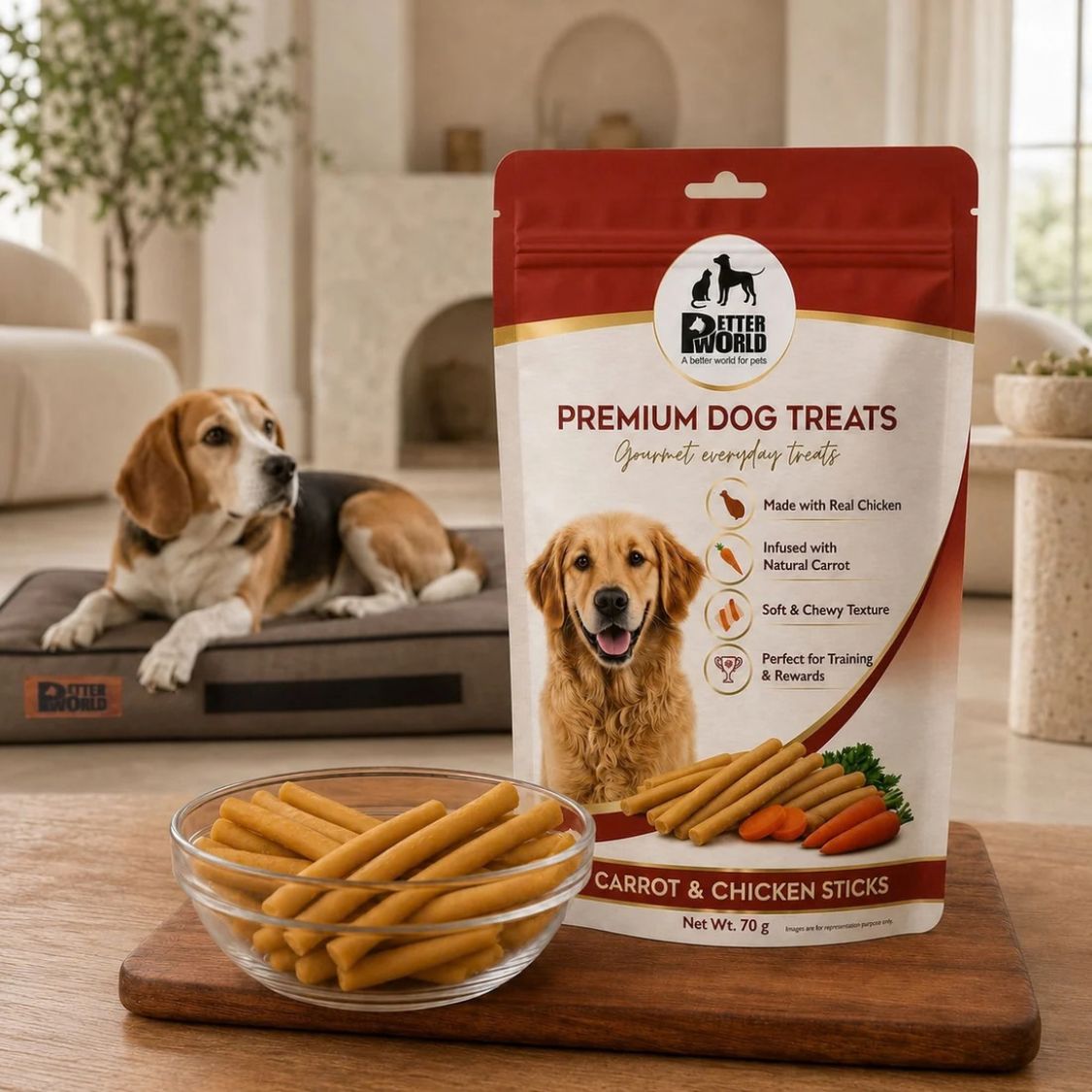 Dog Treats | Dog Snacks Gourmet Chicken with Air-Dried Carrot 70g