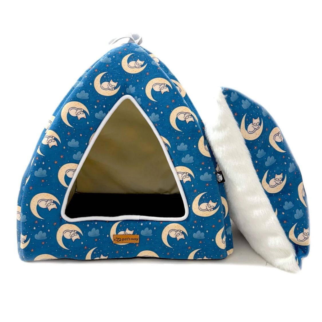 cat bed with reversible pillow