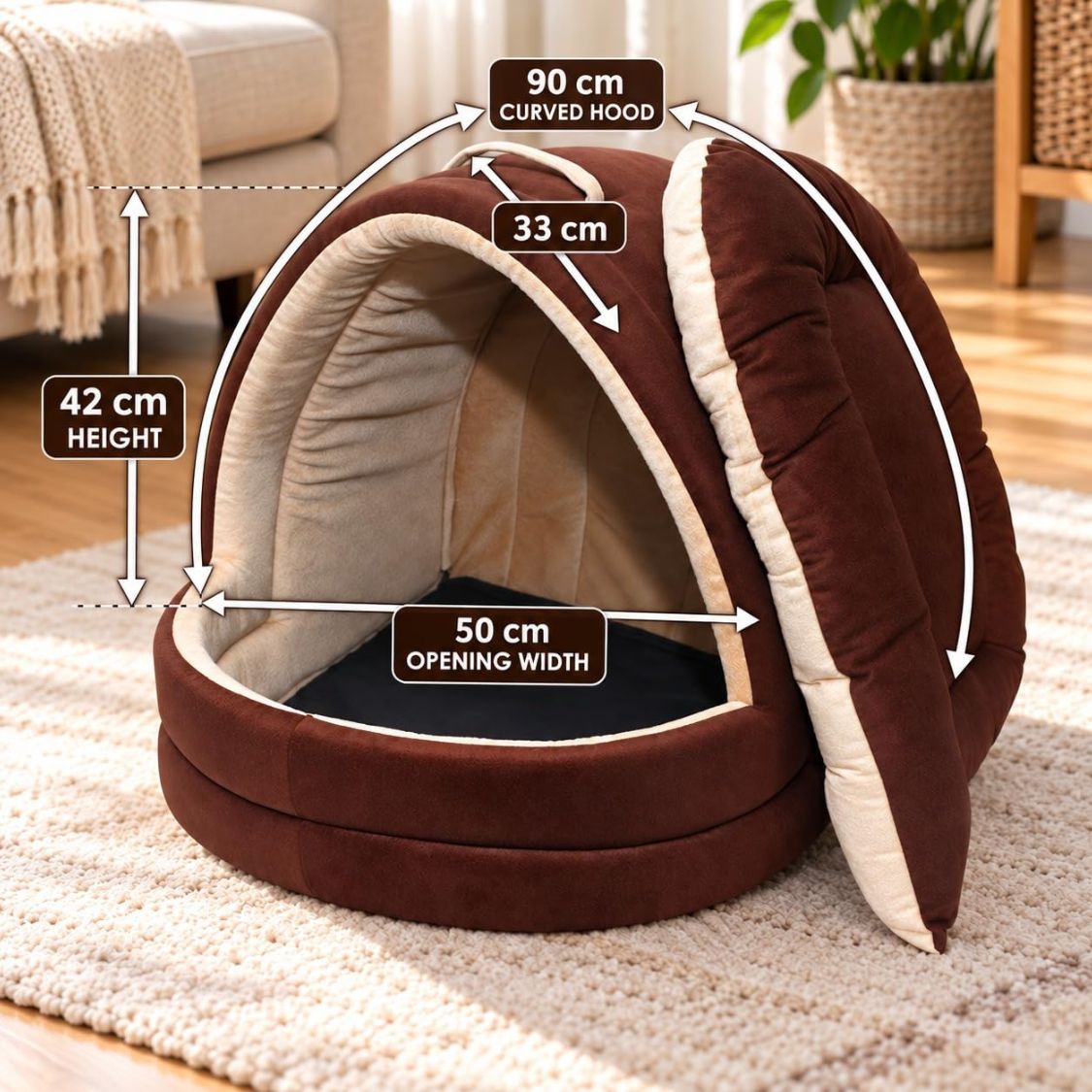 Cat Bed | Pet Bed with Soft Velvet Cushion for Kittens Puppies & Small Pets