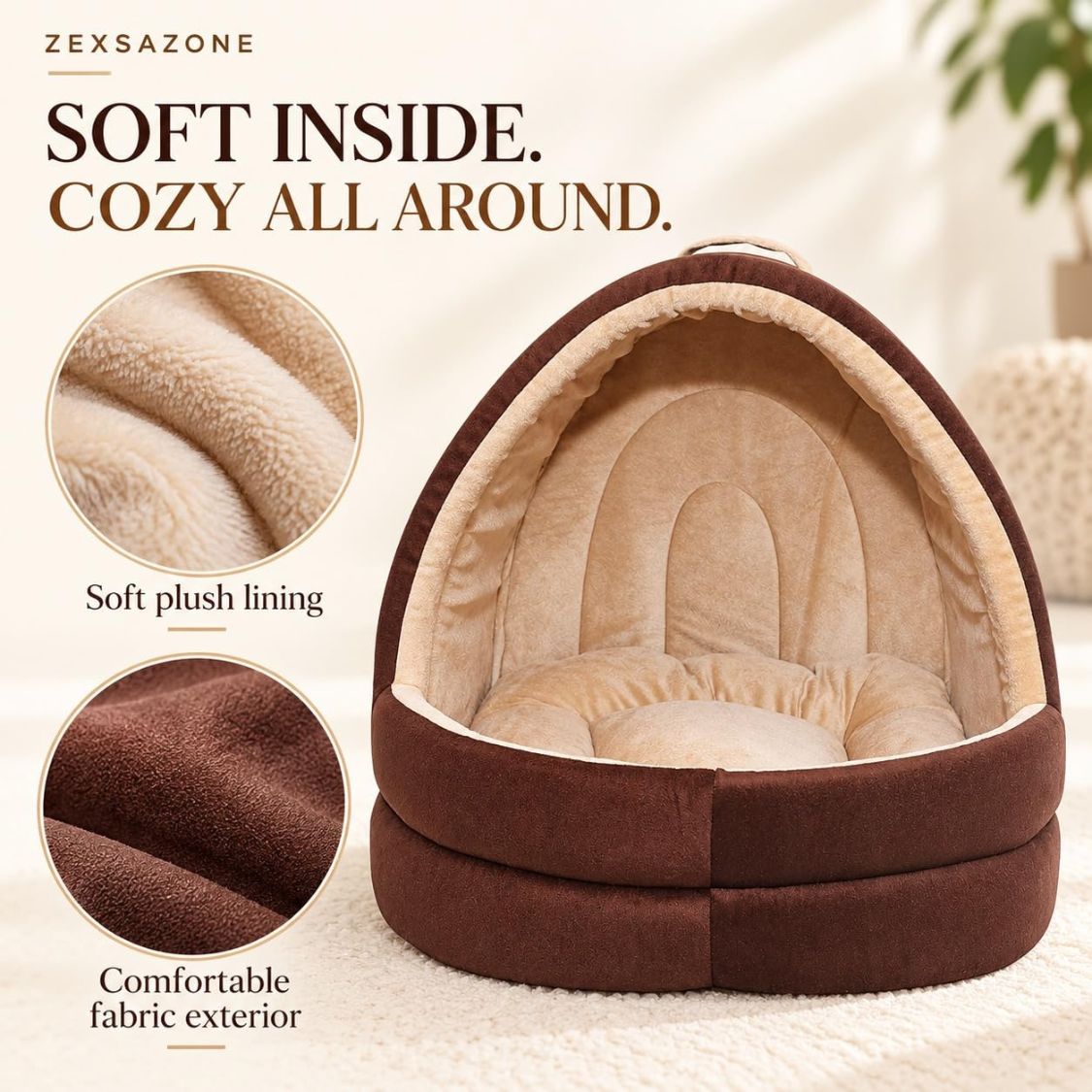 Cat Bed | Pet Bed with Soft Velvet Cushion for Kittens Puppies & Small Pets