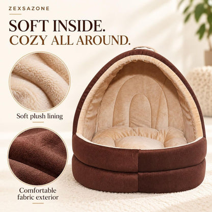 Cat Bed | Pet Bed with Soft Velvet Cushion for Kittens Puppies & Small Pets