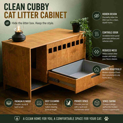 Cat Litter Box Cabinet | Modern Hidden Litter Box Furniture for Cats