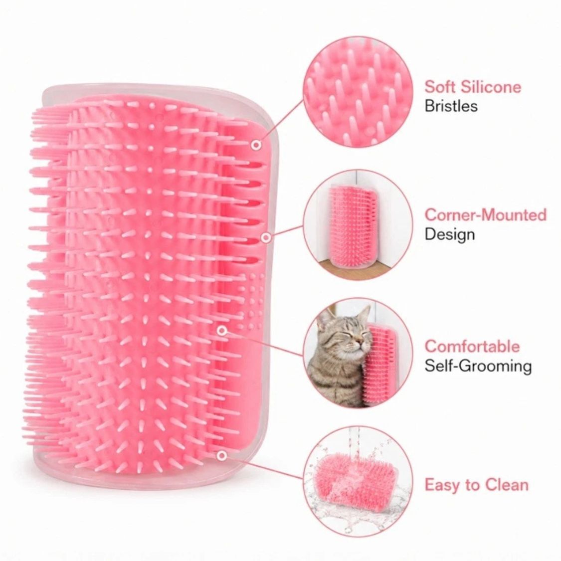 Cat Grooming Brush | Cat Self Grooming Brush for Wall & Corner Use
