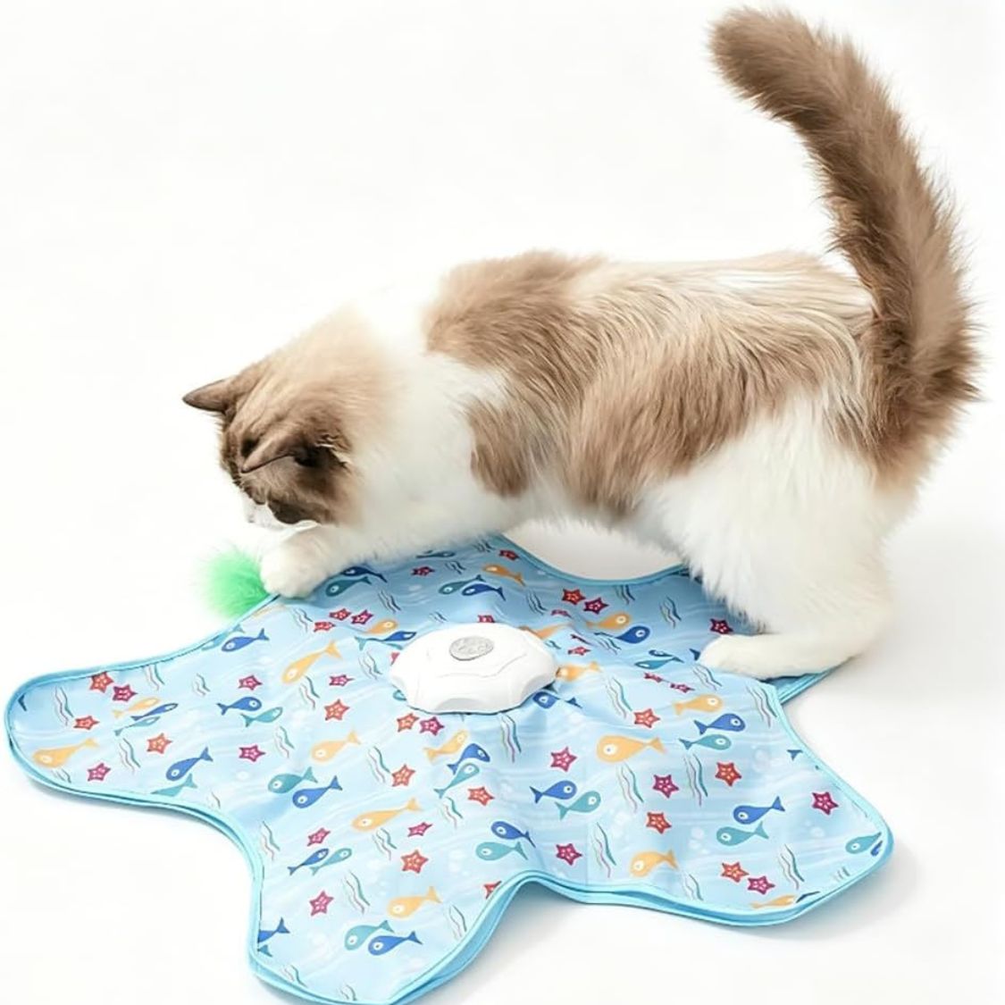 Interactive Cat Toy | Cat Play Mat with Moving Feather & LED Light