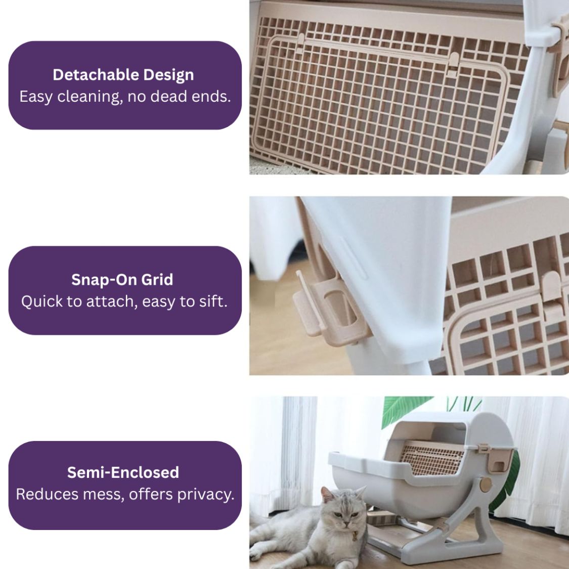 Easy Clean Cat Litter Box | Semi Automatic Manual Sifting Cat Toilet for Indoor Cats
