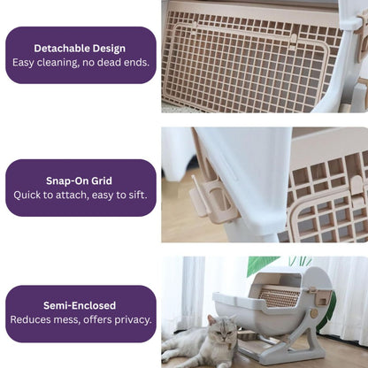 Easy Clean Cat Litter Box | Semi Automatic Manual Sifting Cat Toilet for Indoor Cats