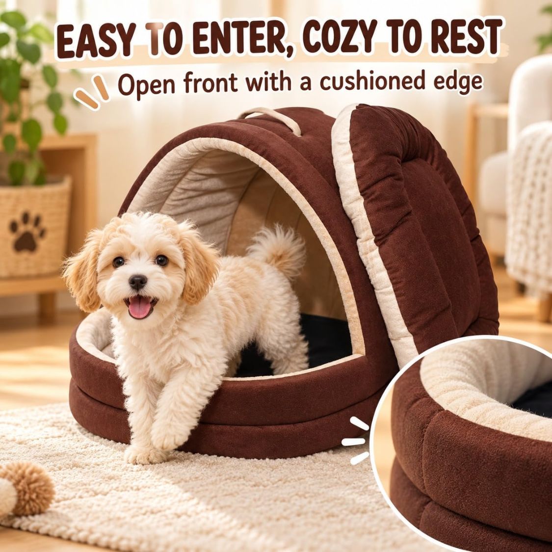 Cat Bed | Pet Bed with Soft Velvet Cushion for Kittens Puppies & Small Pets