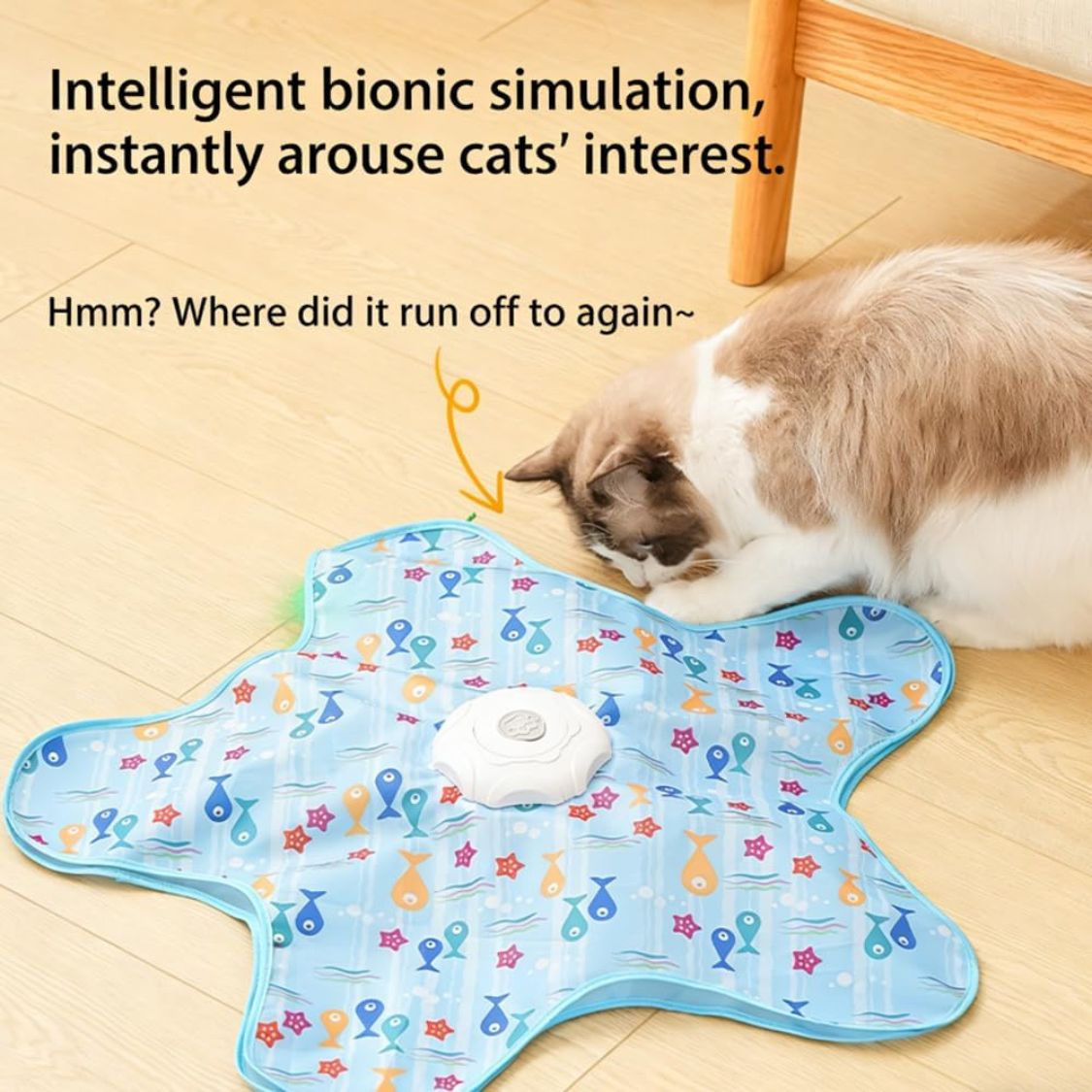 Interactive Cat Toy | Cat Play Mat with Moving Feather & LED Light