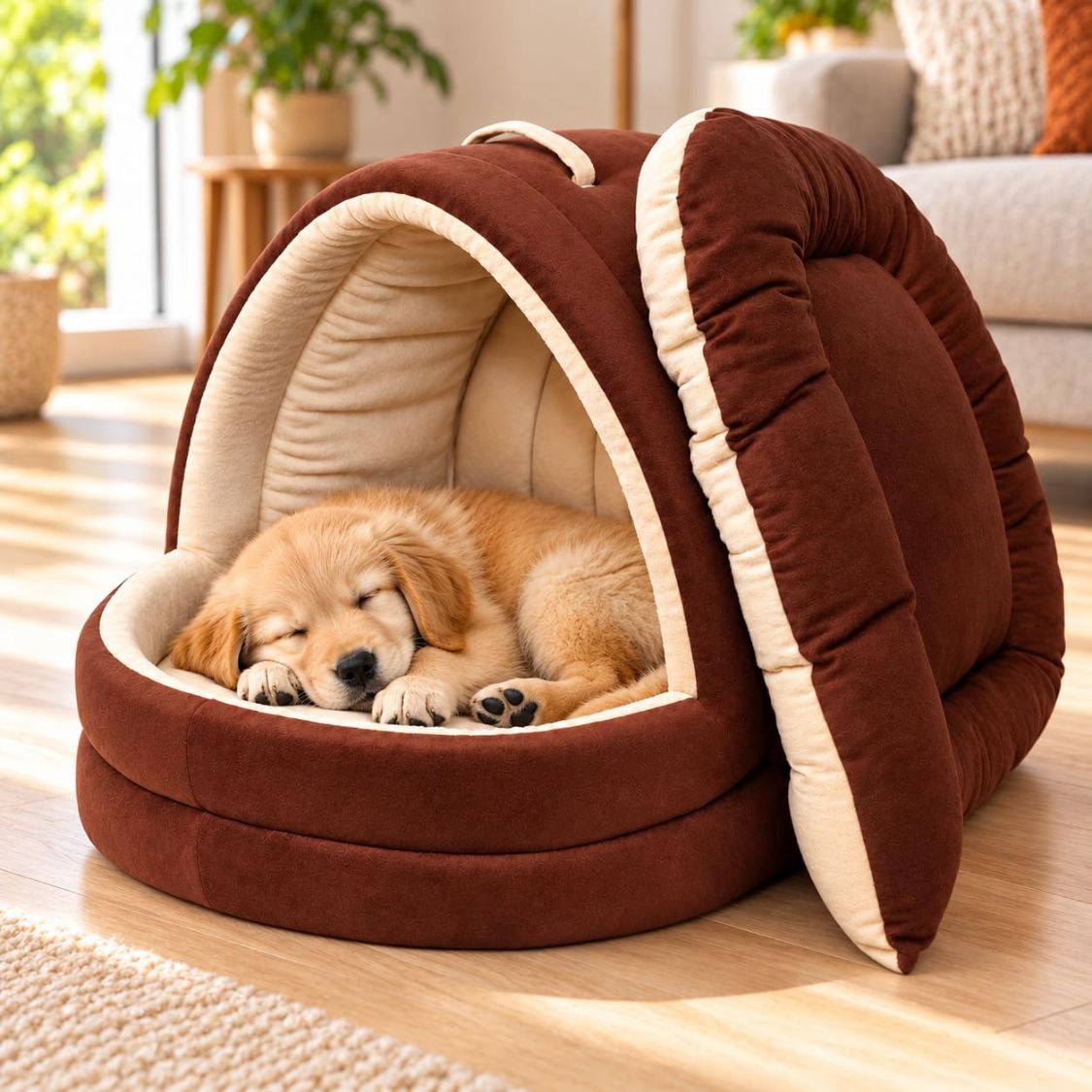 Cat Bed | Pet Bed with Soft Velvet Cushion for Kittens Puppies & Small Pets