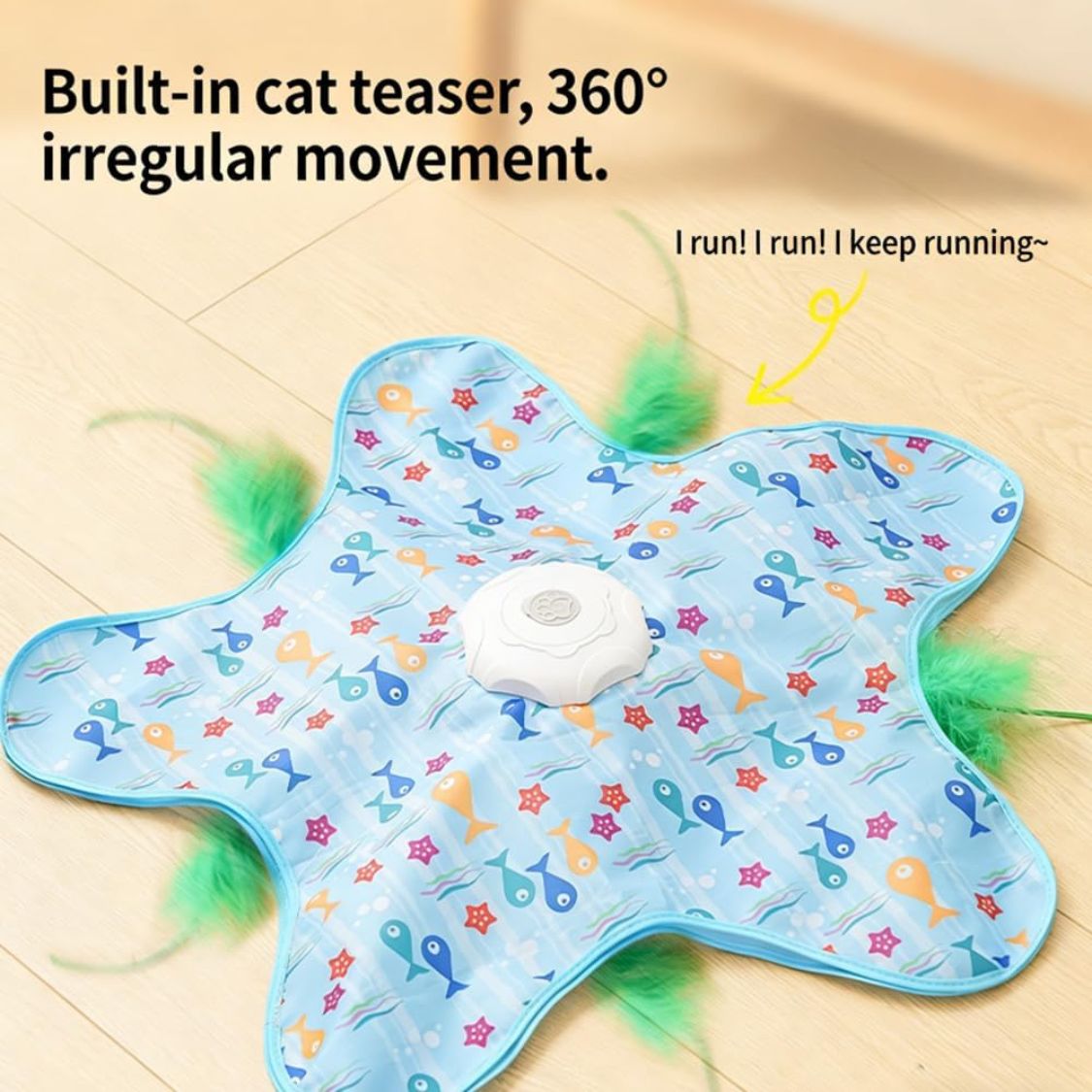Interactive Cat Toy | Cat Play Mat with Moving Feather & LED Light