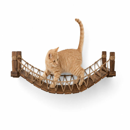 Feline Pathways Cat Bridge | Wall Mounted Cat Bridge, Cat Climbing Shelf (Brown)