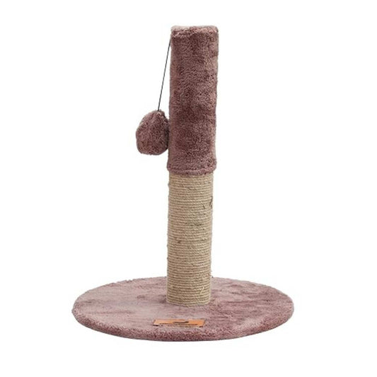 Plush Fabric Cat Tree Scratcher, 20Inch Height, Modern Multi-Level Design, Pink Plush with Jute Rope Post (Brown)