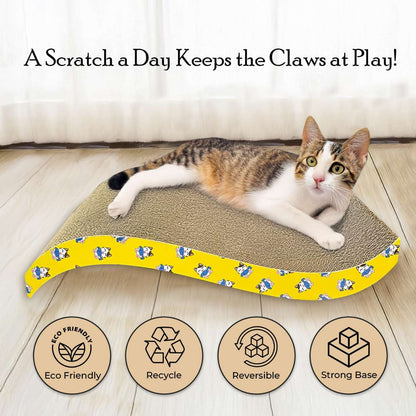 2 in 1 Reversible Cat Scratcher with cat nip for Cats and Kittens, Toys for Cats and Kittens (Wave)