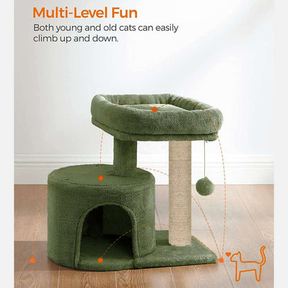 Cat Tree with Scratching Post, Condo and Toy Ball, 19 Inch x 12 Inch x 18 Inch