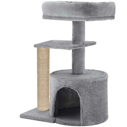 Cat Kitten Scratching Post Activity Tree - Condo, Fur Fabric, Detachable Bed, Jute Rope