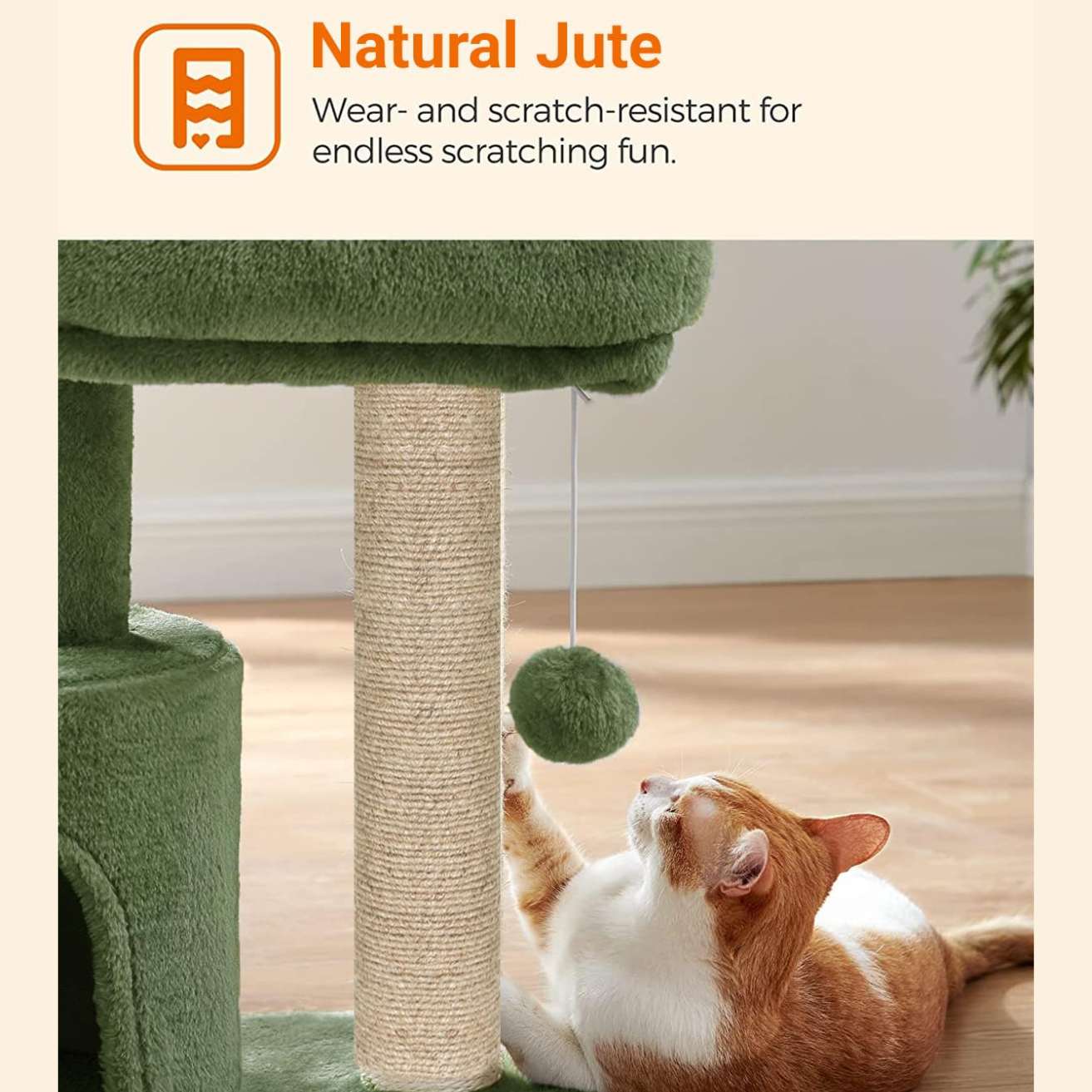 Cat Tree with Scratching Post, Condo and Toy Ball, 19 Inch x 12 Inch x 18 Inch