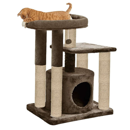Condo Kitten Cat Tree - Hanging Ball | Cat Furniture | Top Perch | Scratching Posts | Jute Rope (Small)