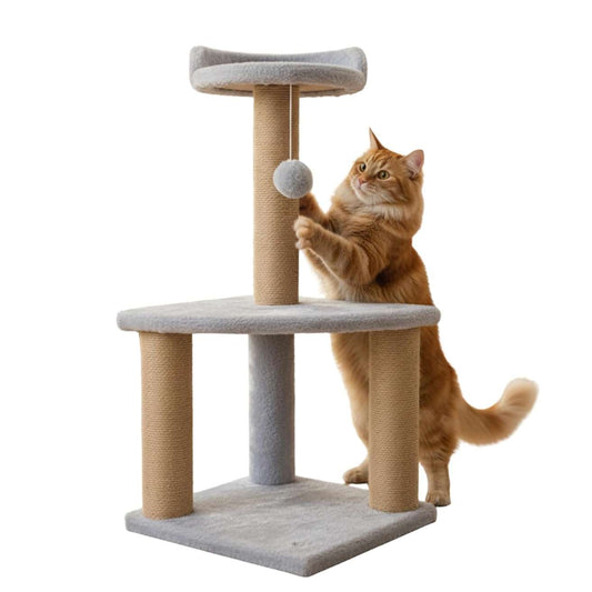 Soft Fur Cat Tree with Sisal Scratching Post – (Height 32 Inch)