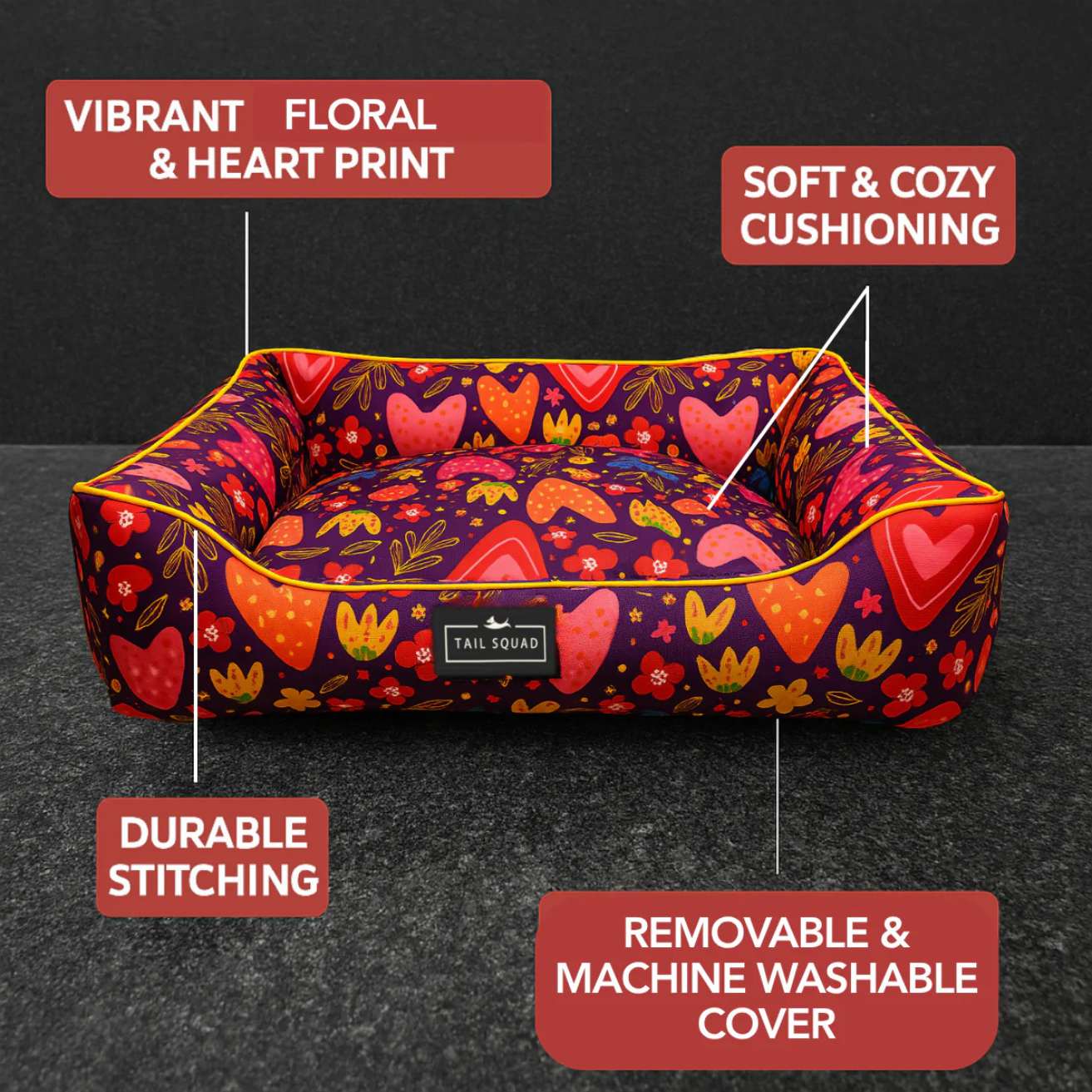 Washable Printed Lounger Bed for Dogs & Cats