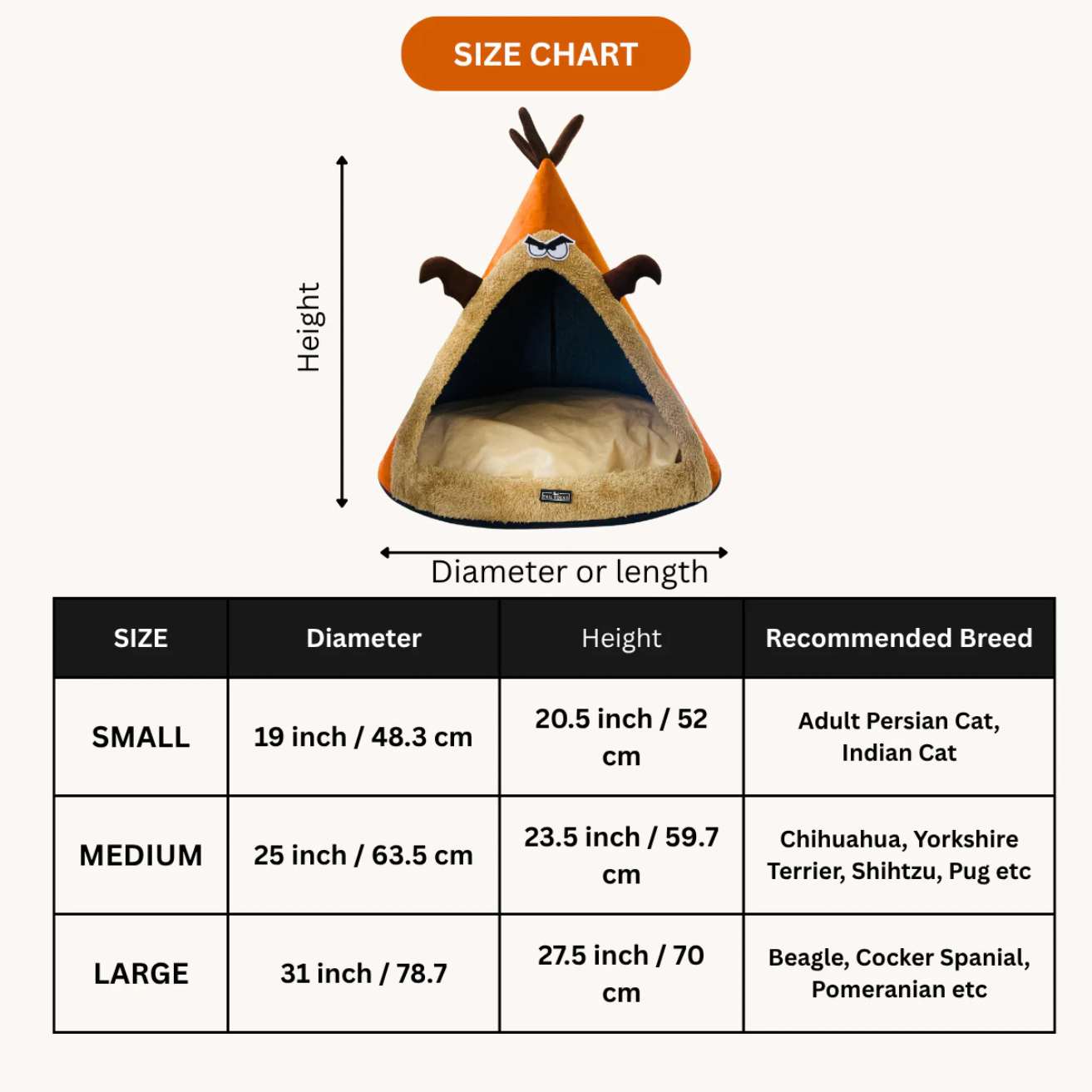 Washable Cozy Dog & Cat Cave Bed (Angry Deer)