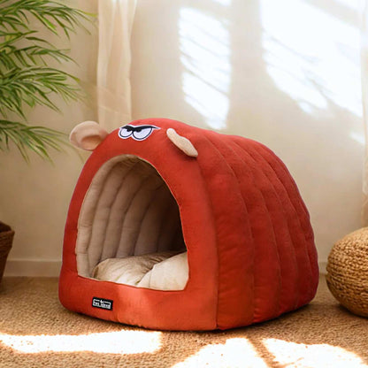 Caterpillar Hut for Dogs (Raspberry Red)