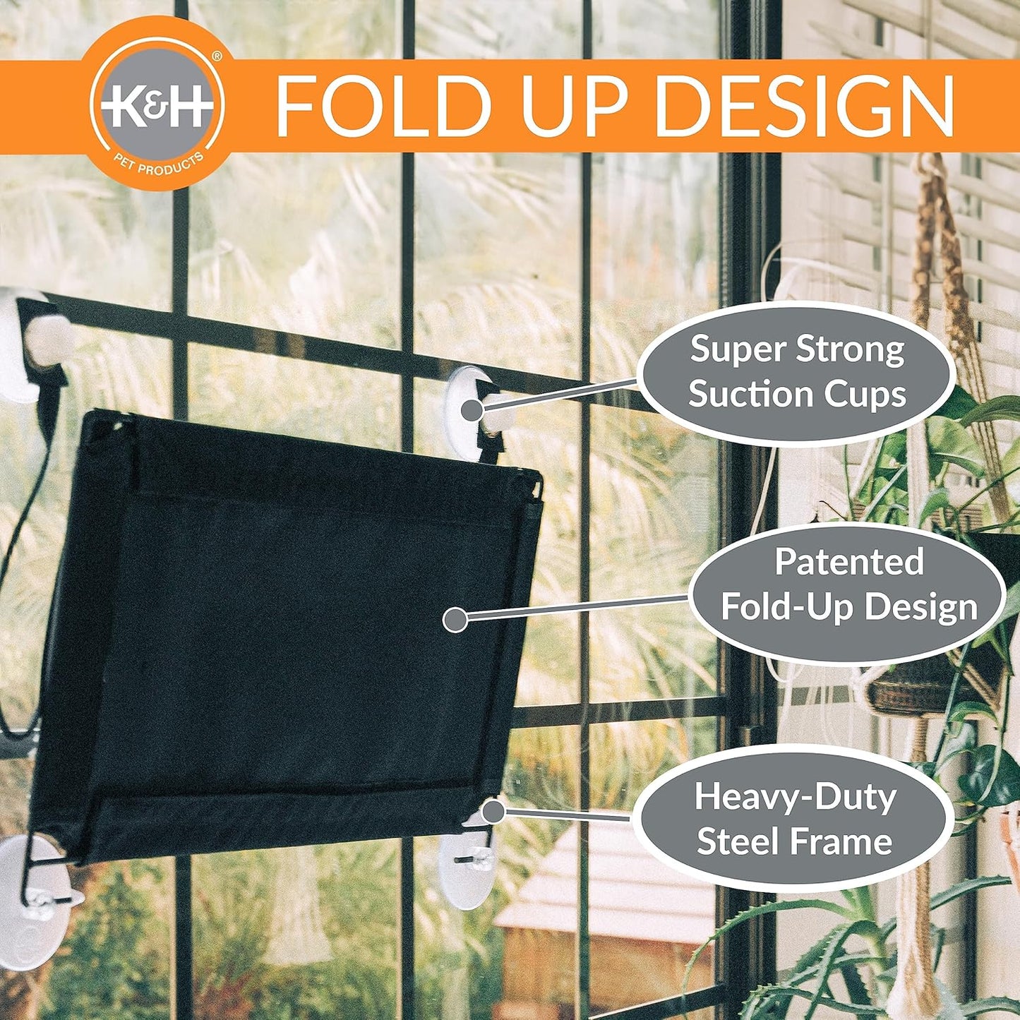 Double Stack Cat Window Perch Hammock Bed | Suction Mount Kitty Sill Seat Gray 12x23 Inch