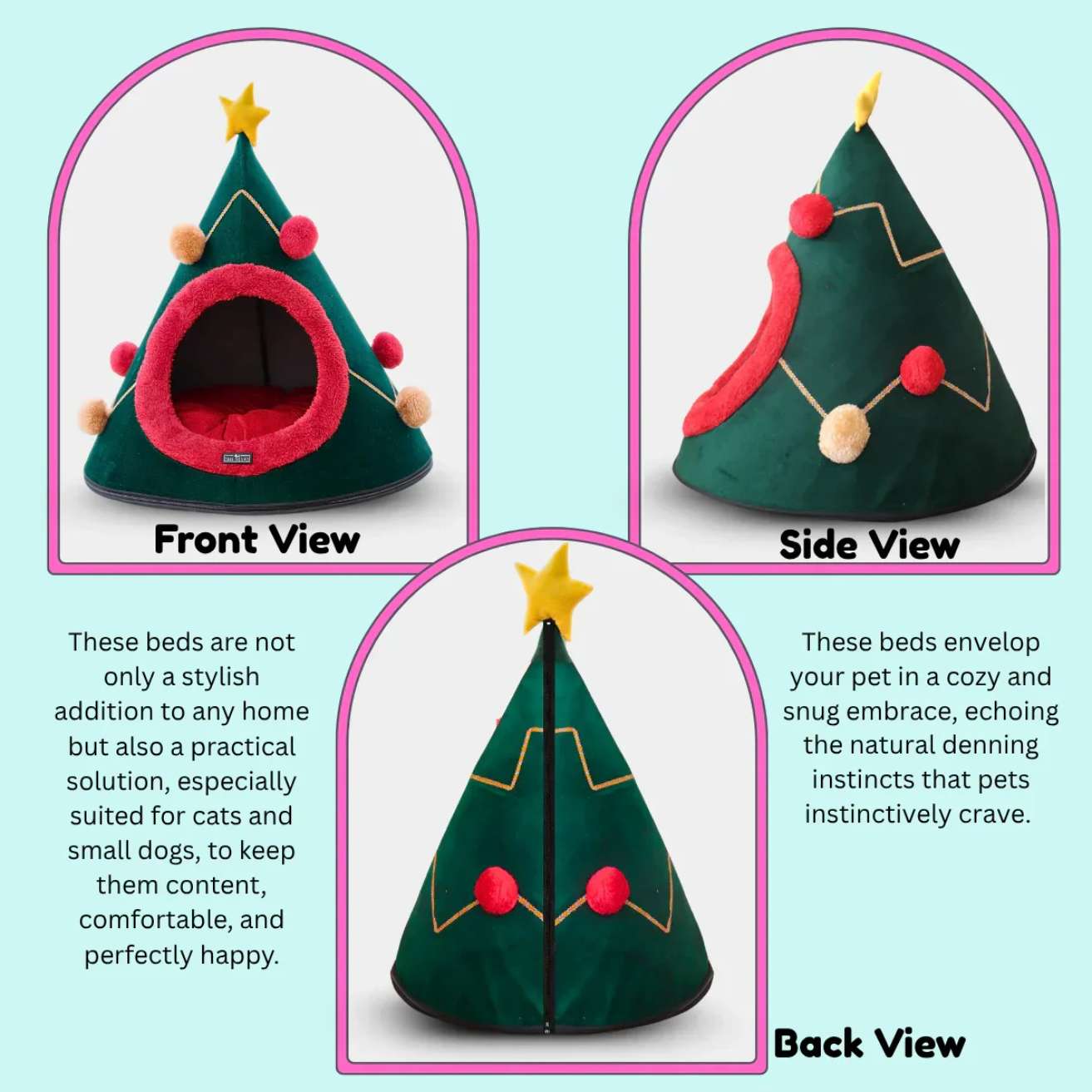 Washable Cozy Dog & Cat Cave Bed (X-mas)