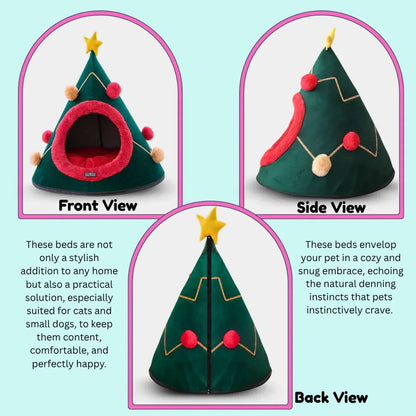 Washable Cozy Dog & Cat Cave Bed (X-mas)