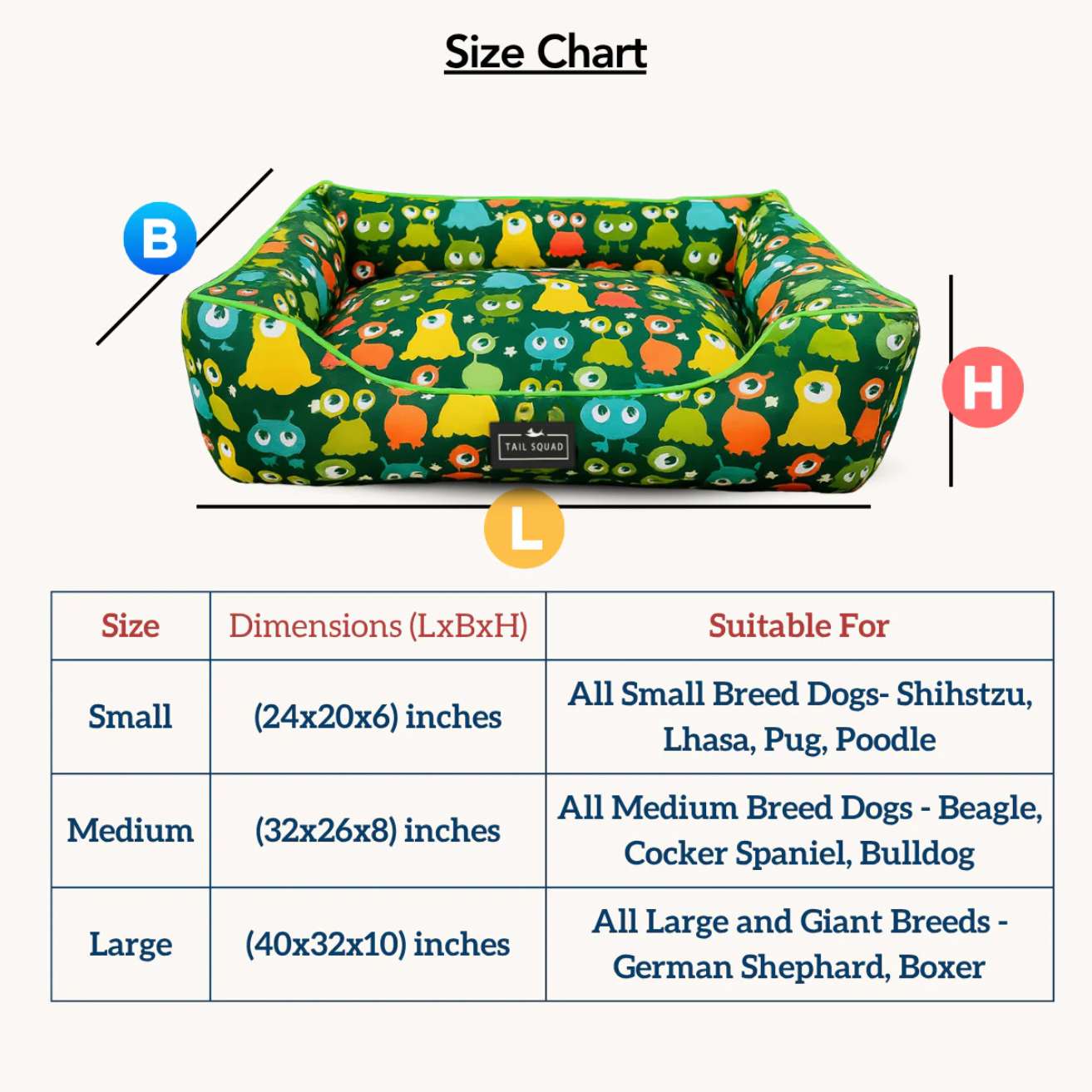 Washable Printed Lounger Bed for Dogs & Cats (Astro Sprout)