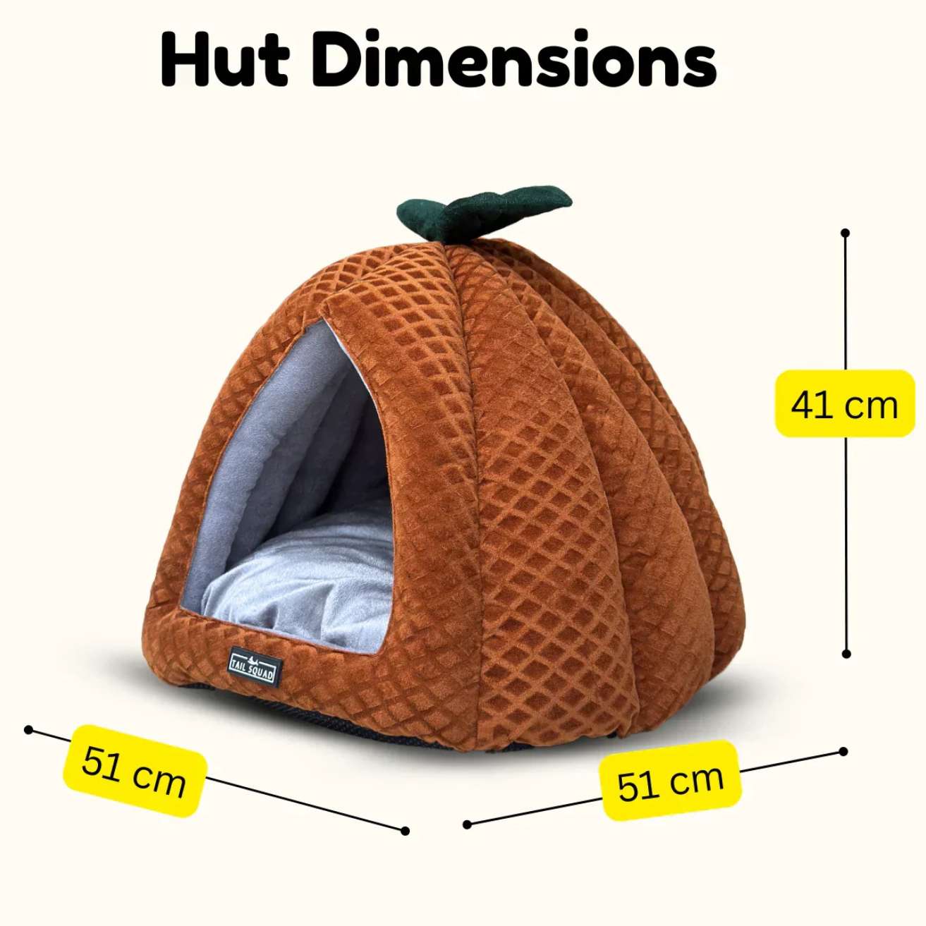 Premium Soft Pumpkin-Shaped Cats & Dogs Hut (Rust)