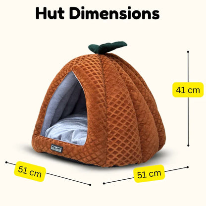 Premium Soft Pumpkin-Shaped Cats & Dogs Hut (Rust)