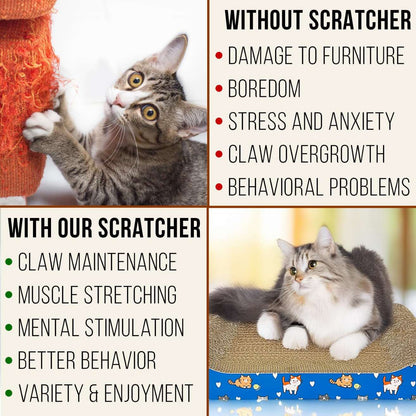 2-in-1 Reversible Cat Scratcher with Catnip for Indoor Cats & Kittens