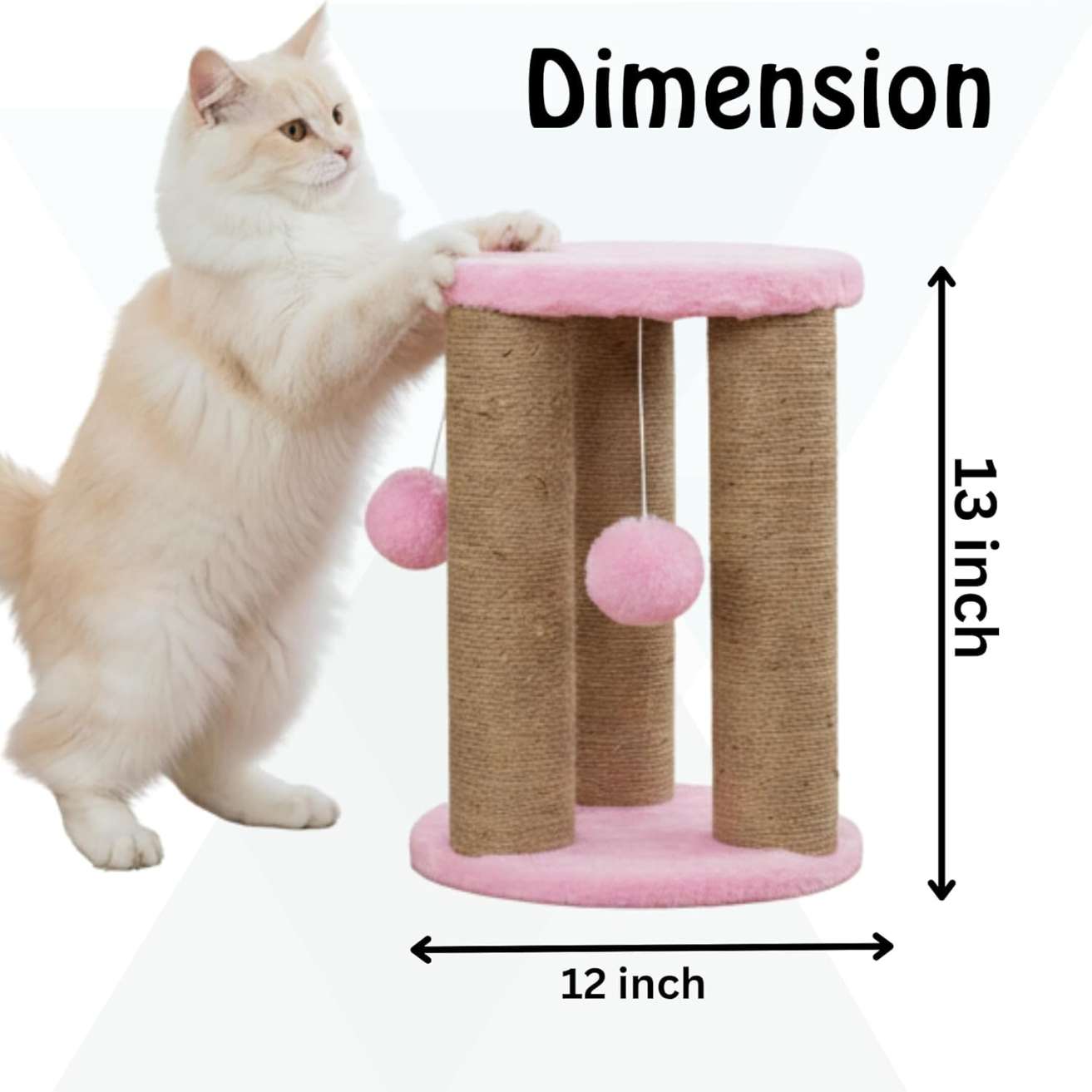 Cat Sisal Scratching Post with Hanging Ball, Playing Cat tree (Height 14 Inch)